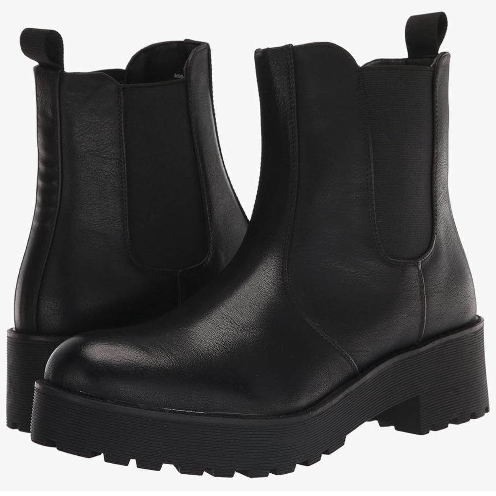 Dirty Laundry Black Ankle Boots with Chunky Sole and Elastic Panels